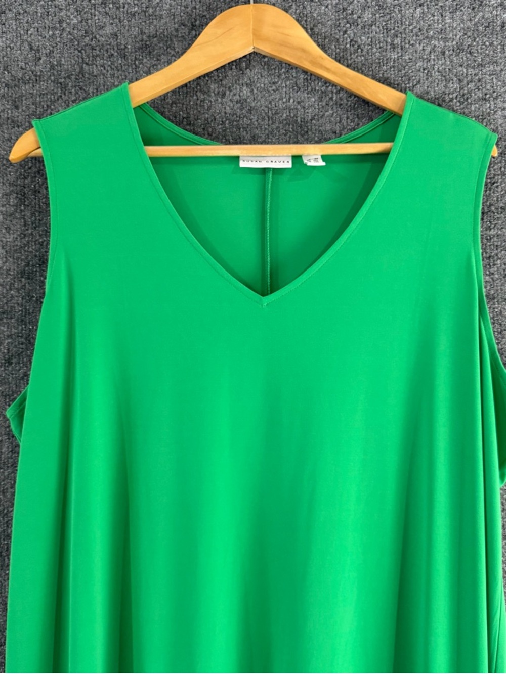 Susan Graver Womens Liquid Knit Sleeveless Dress Size 2X Kelly Green Vacation - Picture 4 of 8